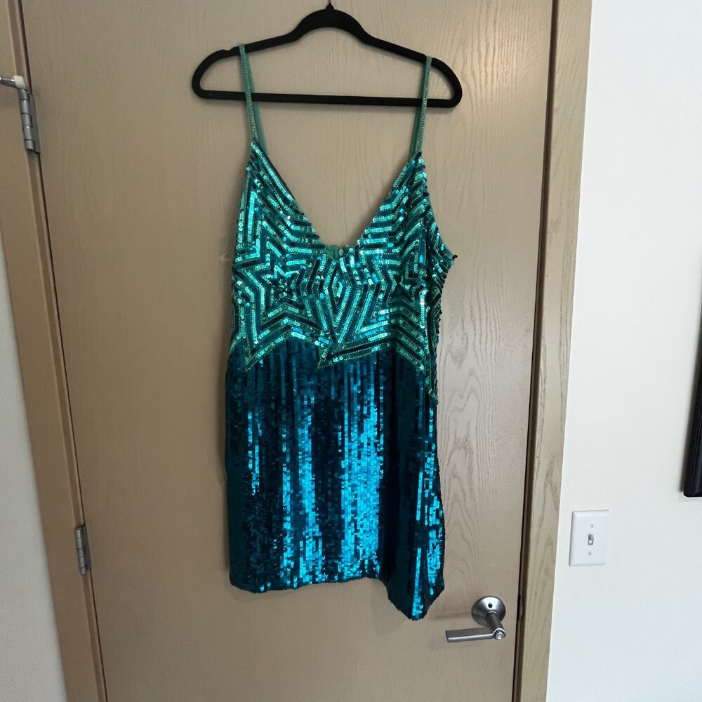 Nasty Gal Teal & Emerald Sequin Mini Dress - Picture 4 of 8